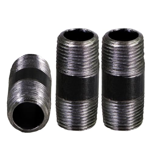 SupplyGiant 1/2 x 1.5 Inch Black Steel Pipe (10-Pack), Heavy Duty Industrial Malleable Iron Pipes, Pre Cut Threaded Nipple Great For All DIY Furniture And Black Pipe Shelving - Image 3