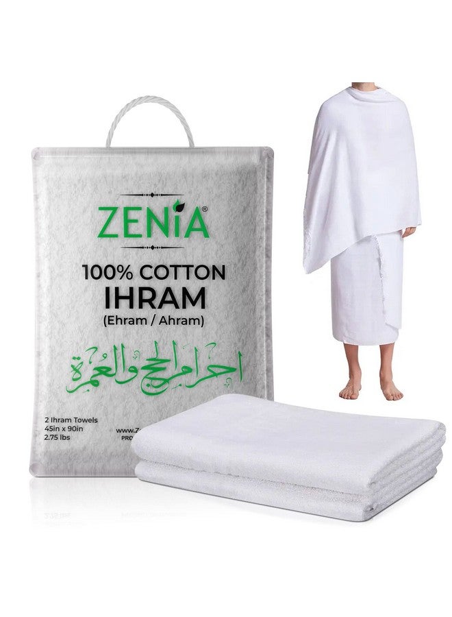 zenia منشفة إحرام زينيا الطبيعية 100% قطن (إحرام/أهرام) للحج والعمرة - خفيفة الوزن ومتينة 45 بوصة × 90 بوصة (إحرام) - Image 1