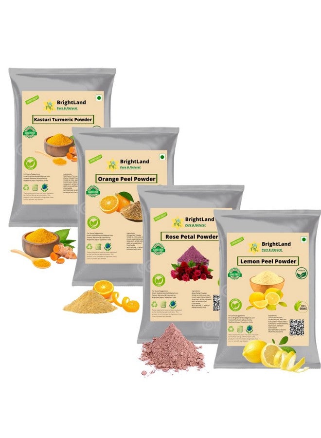 Brightland Kasturi Turmeric(haldi), Orange peel, Rose(Rosa indica) & Lemon Peel Powder (50gm*4= 200gm) - Image 1