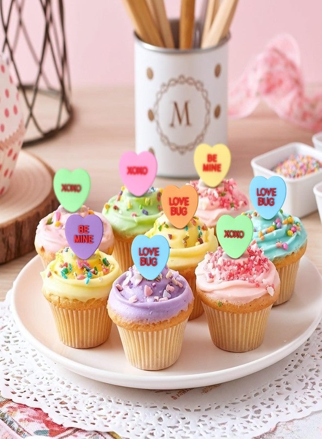 Reallnaive 48 Pcs Valentines Day Conversation Heart Cupcake Rings Silicone Cupcake Topper Rings Decorations for Valentine's Galentines Wedding Engagement Bridal Shower Birthday Party Cake Decorations - Image 4