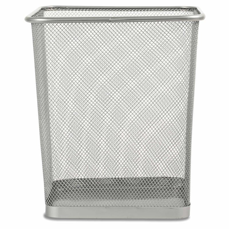 FIS Metal Waste Basket - Square Wire Mesh Trash Bin, Silver, 240x240x260mm - Image 1