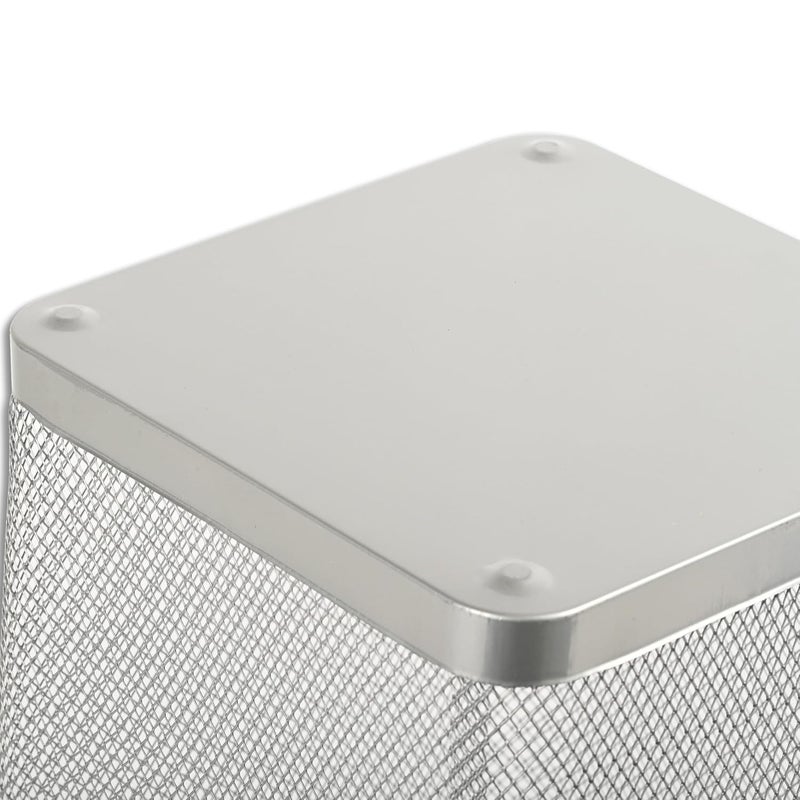 FIS Metal Waste Basket - Square Wire Mesh Trash Bin, Silver, 240x240x260mm - Image 2