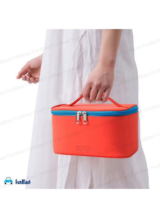 فنبلاست حقائب مستحضرات التجميل FunBlast للنساء - حقيبة أدوات الزينة ومستحضرات التجميل النسائية للسفر مع مقبض، حقيبة حمام، حقيبة أدوات الحلاقة، مستحضرات التجميل، حقيبة أدوات الزينة للنساء (أحمر) - Image 2