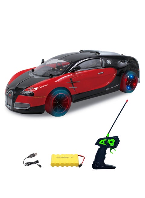 High Speed 4WD 1:10 Scale Drift RC Toy Car 27 MHz with LED Wheels With Rechargeable Battery