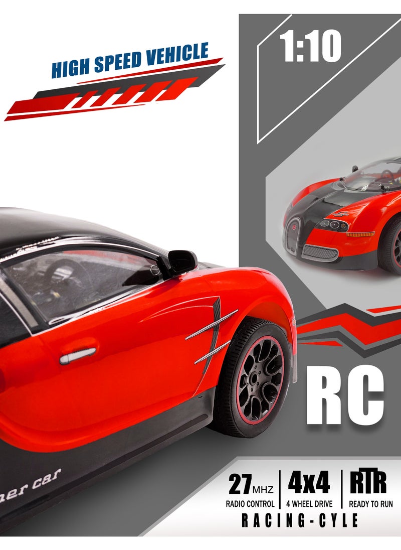 High Speed 4WD 1:10 Scale Drift RC Toy Car 27 MHz with LED Wheels With Rechargeable Battery