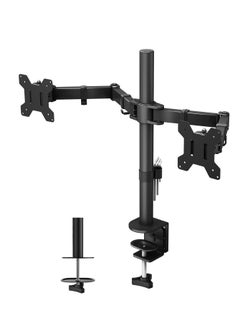 DMG TECH DMG Dual Monitor Stand, Height Adjustable Spring Monitor Stand, Monitor Arm, Fully Adjustable Dual LCD Monitor Desktop Stand with Clip/Grommet Base, Each Arm Holds 27" Screen  - Image 1