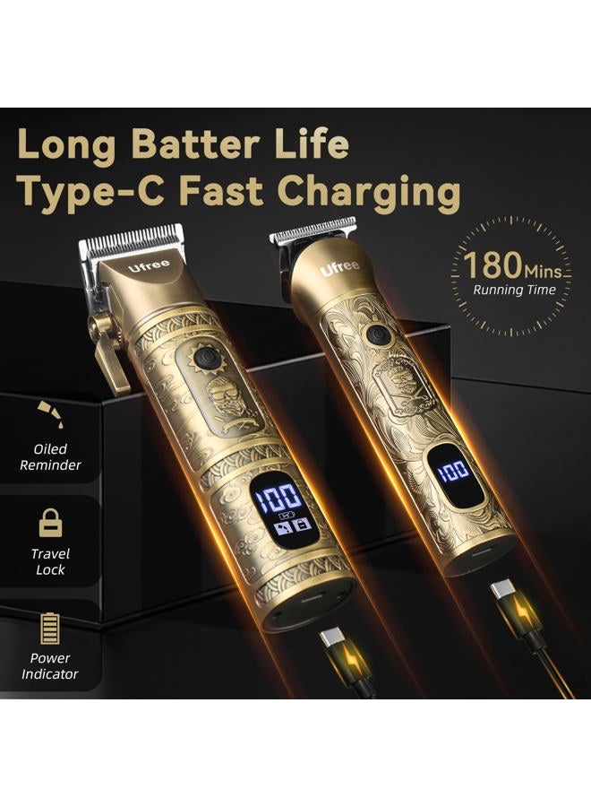 UFREE ماكينة حلاقة شعر للرجال احترافية مع مشذّب لحية، مجموعة ماكينات حلاقة ومشذّبات، ماكينة حلاقة كهربائية للرجال، مجموعة العناية الشخصية للرجال بدون سلك للأنف، الوجه، الشعر، هدايا - Image 3