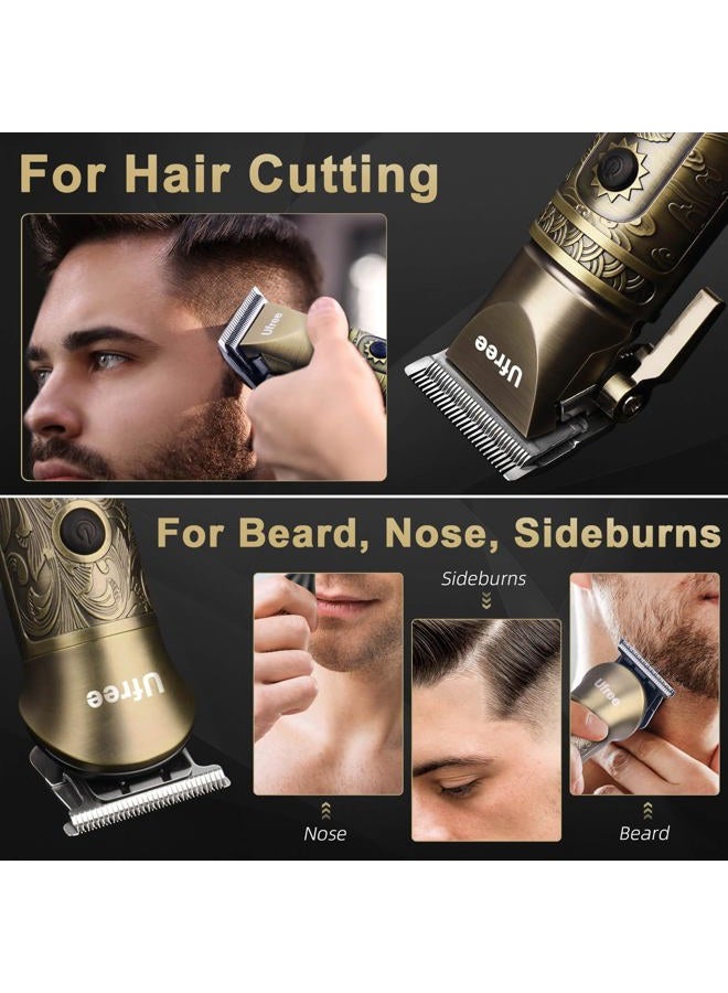 UFREE ماكينة حلاقة شعر للرجال احترافية مع مشذّب لحية، مجموعة ماكينات حلاقة ومشذّبات، ماكينة حلاقة كهربائية للرجال، مجموعة العناية الشخصية للرجال بدون سلك للأنف، الوجه، الشعر، هدايا - Image 2