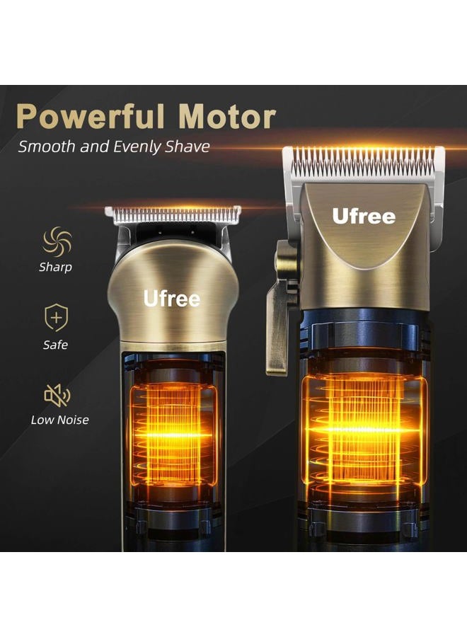 UFREE ماكينة حلاقة شعر للرجال احترافية مع مشذّب لحية، مجموعة ماكينات حلاقة ومشذّبات، ماكينة حلاقة كهربائية للرجال، مجموعة العناية الشخصية للرجال بدون سلك للأنف، الوجه، الشعر، هدايا - Image 5