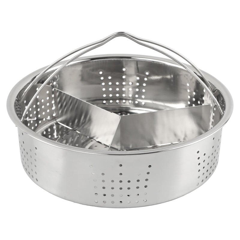 SYCOOVEN Stainless Steel Vegetable Steamer Basket, Insert Steaming Rack with Handle, Mesh Steaming Basket Holder Trio Separator Set for Pressure Cooking(SIZE:21 * 13cm) - Image 1