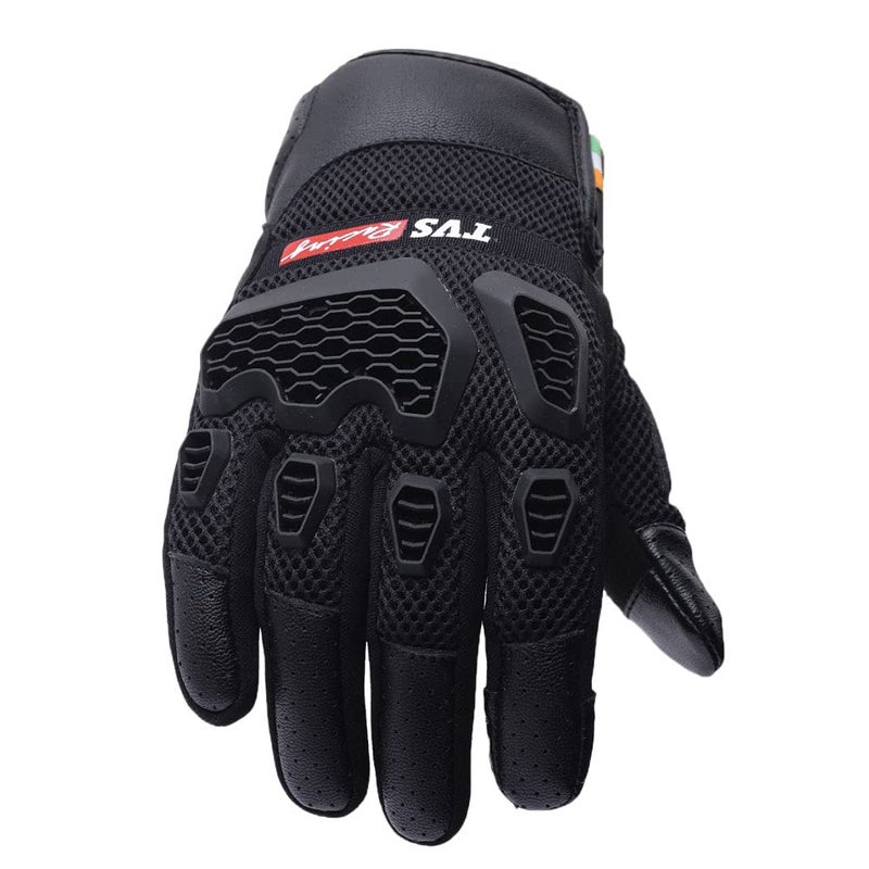 TVS Riding Gloves for Men-Mesh for Ventilation, Bike Riding Gloves with Touch Screen Compatible & Visor Wiper Fingertips, TPR Protection for Knuckles-Premium Bike Gloves for Riding Comfort (Black-M) - Image 4