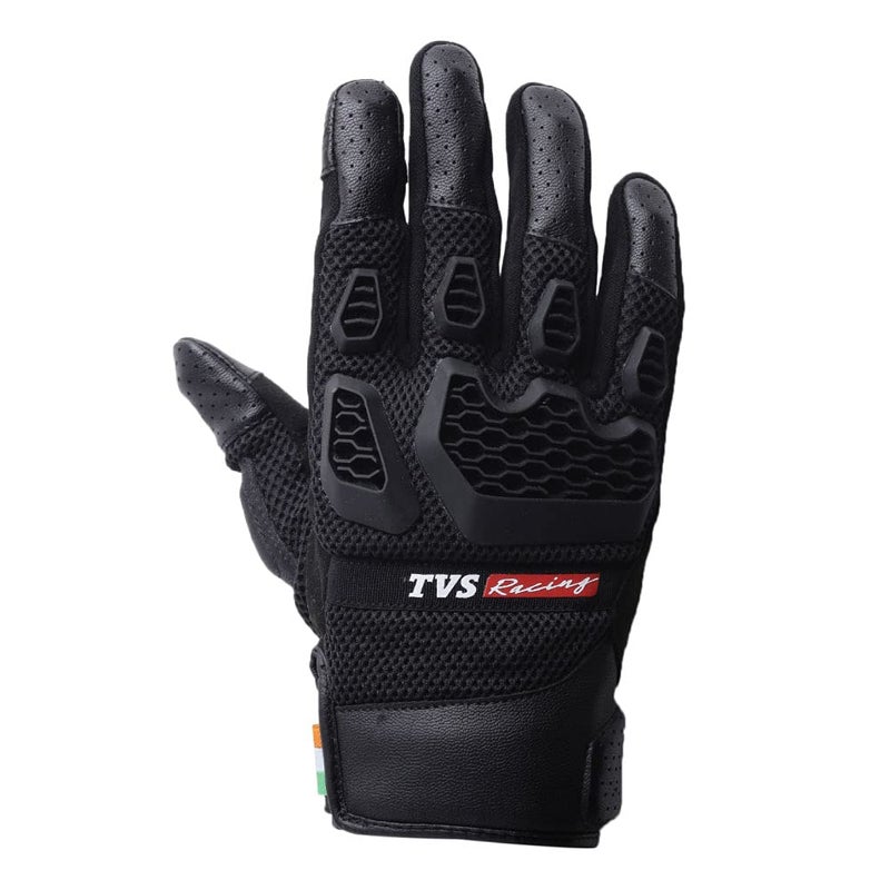 TVS Riding Gloves for Men-Mesh for Ventilation, Bike Riding Gloves with Touch Screen Compatible & Visor Wiper Fingertips, TPR Protection for Knuckles-Premium Bike Gloves for Riding Comfort (Black-M) - Image 2