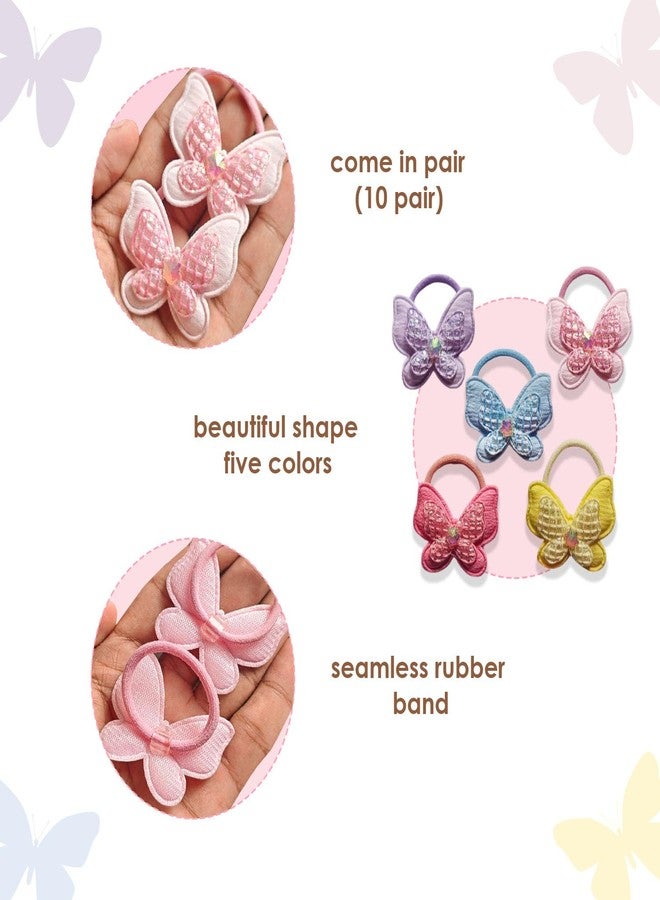 KARP 20 Pcs Butterfly Hair Ties for Girls - Colorful Elastic Ponytail Holders with Cute Glitter Butterfly Design - Soft and Durable Hair Accessories for Toddlers, Kids, and Teens (Hair Rubber Band (K2503)-Style -2) - Image 5