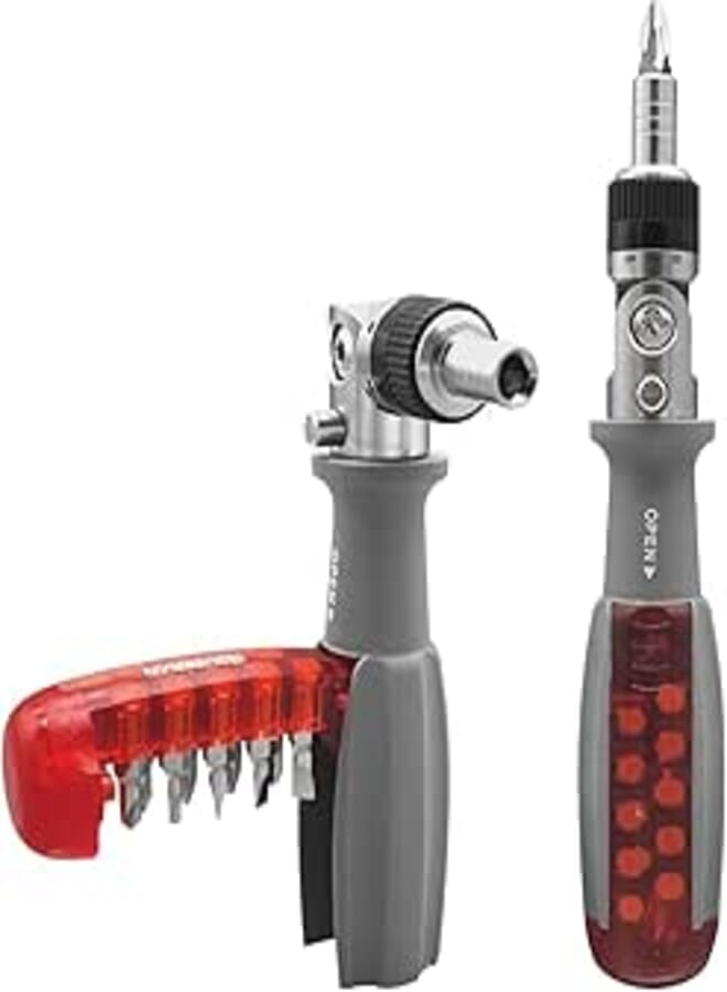 10 in 1 Ratcheting Screwdriver, Multi-Bit Precision Tool with 90 Degree Adjustable Head, Professional Nut Driver for Home Repair and DIY Projects
