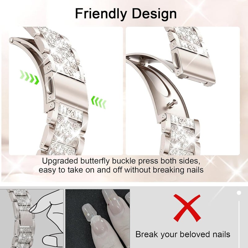 Women's Diamond Metal Strap Case Fit Apple Watch Strap  Silver - Image 3