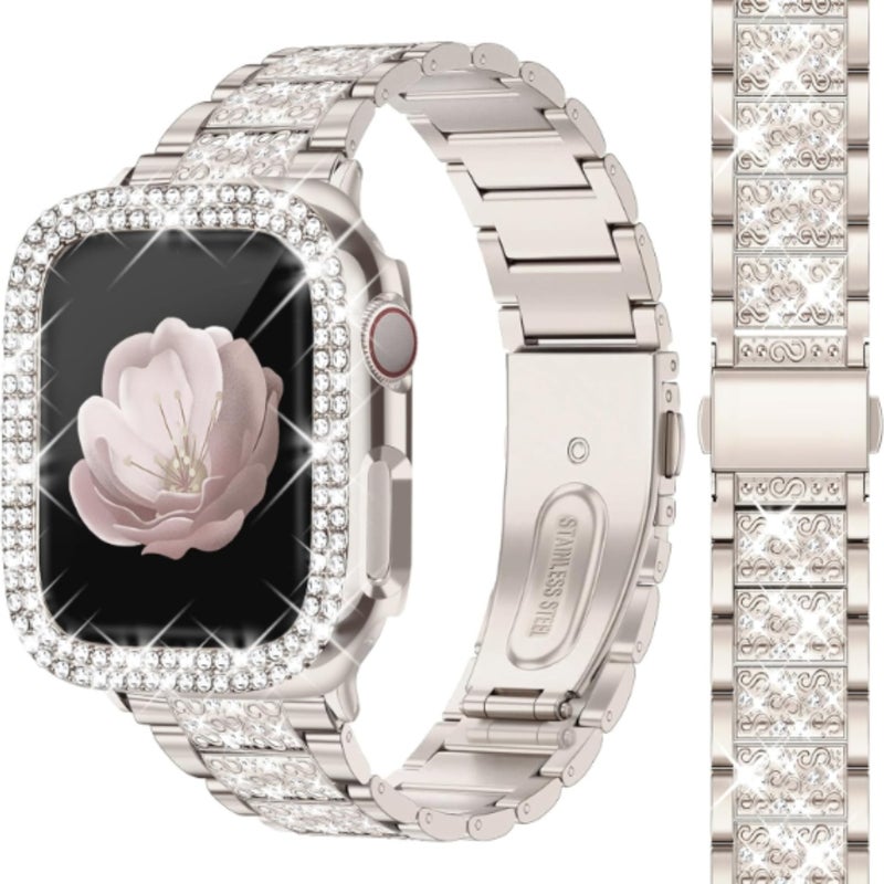 Women's Diamond Metal Strap Case Fit Apple Watch Strap  Silver - Image 1