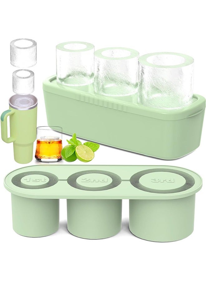 Ice Cube Tray for 40Oz Tumbler, 3 Pcs Silicone Hollow Cylinder Ice Mold with Lid and Bin for Freezer, Ice Drink, Juice,Compatible with 40Oz Tumbler (Yellow) - Image 1