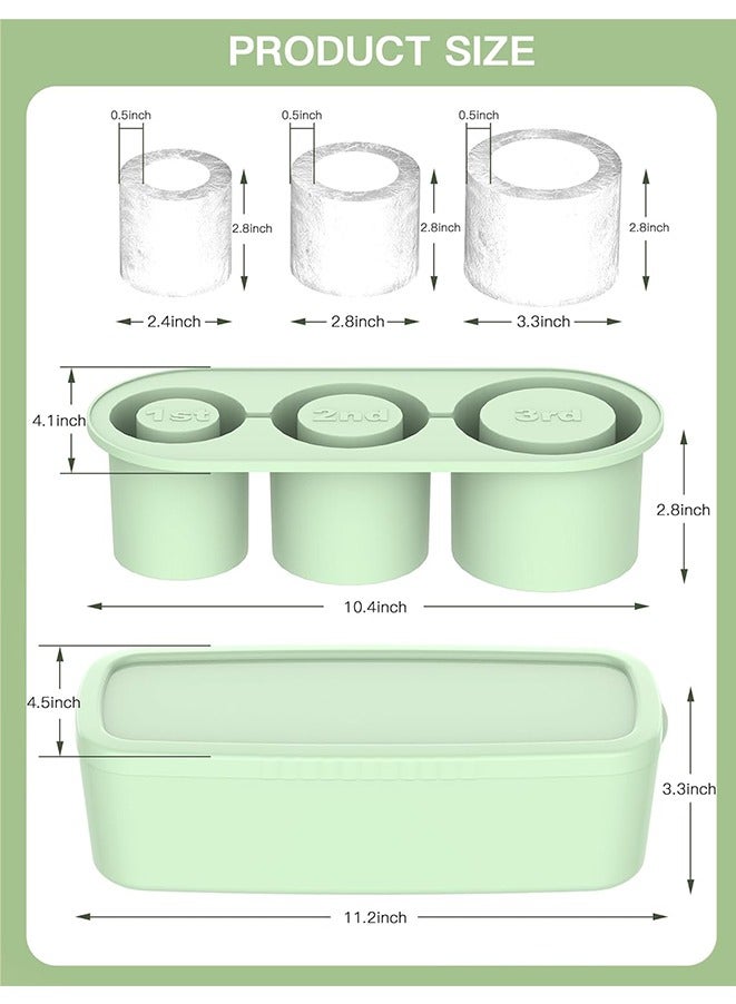 Ice Cube Tray for 40Oz Tumbler, 3 Pcs Silicone Hollow Cylinder Ice Mold with Lid and Bin for Freezer, Ice Drink, Juice,Compatible with 40Oz Tumbler (Yellow) - Image 3