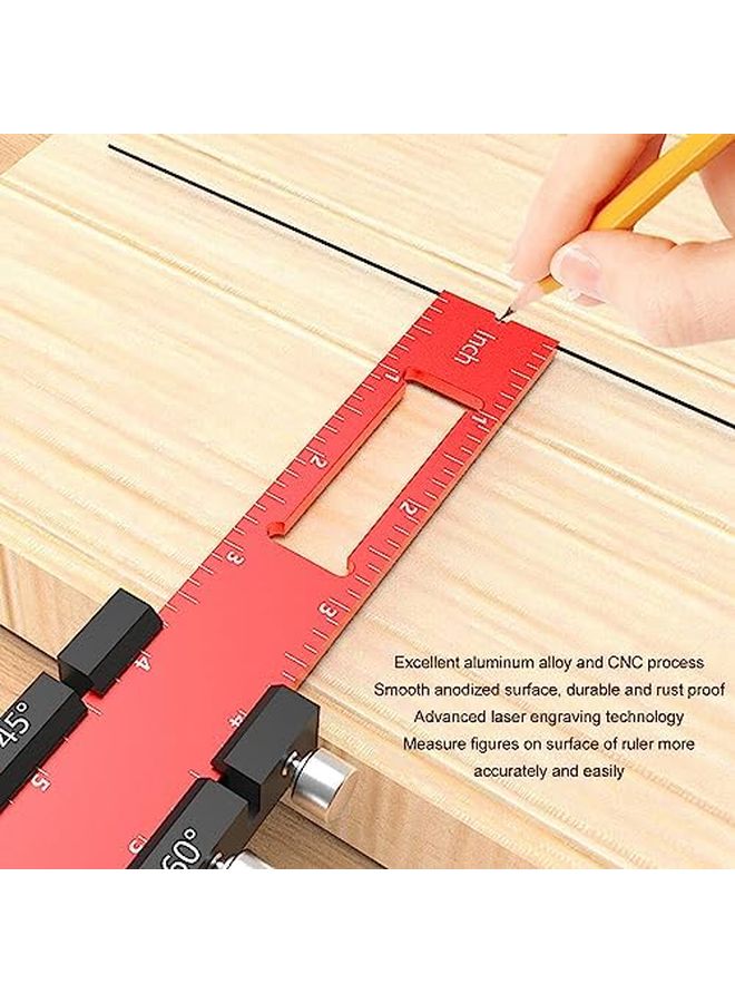 3Pcs Woodworking Ruler Set With Metal Slide T Type Scribing Tool - Image 4