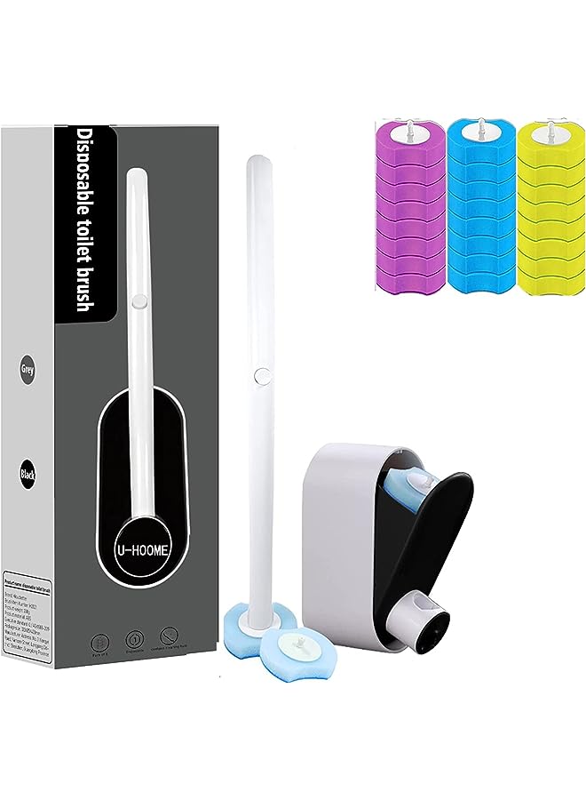 PROMASS Disposable Toilet Bowl Cleaning Brush with 24 Refills Dissolving Wands Replacement Sponge Brush Heads, Toilet Bowl Cleaner Wands for Bathroom Cleaning - Image 1