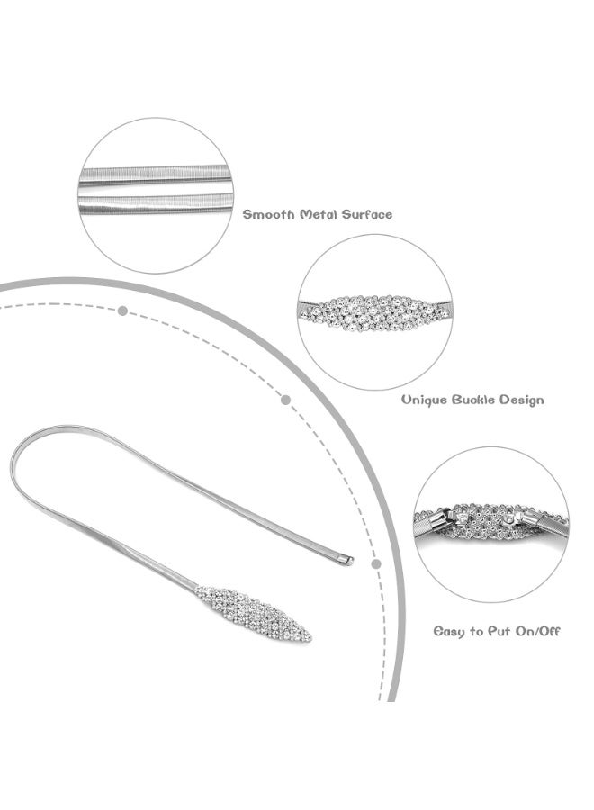 حزام خصر معدني رفيع للنساء، حزام خصر مرن رفيع للفساتين، حزام سلسلة مطاطي - Image 4
