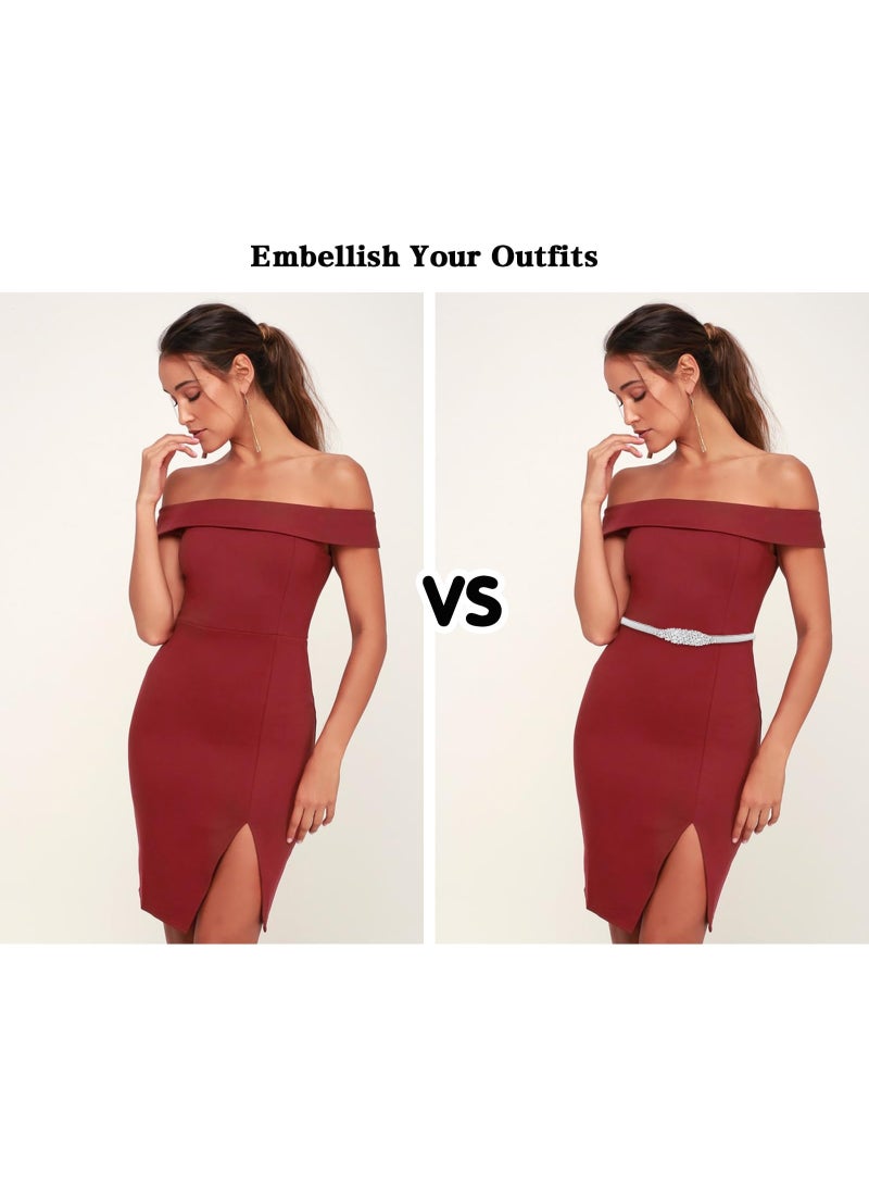 حزام خصر معدني رفيع للنساء، حزام خصر مرن رفيع للفساتين، حزام سلسلة مطاطي - Image 3