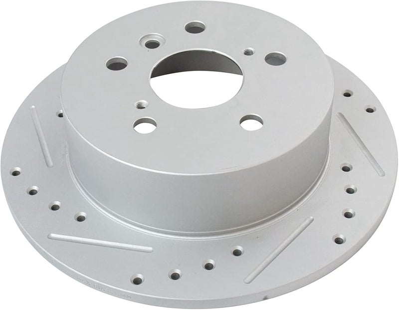 TRQ Rear Performance Brake Rotors Set Solid Premium G-Coated Cross Drilled & Slotted Compatible with 2013-2018 Lexus ES300h ES350 Toyota Avalon 2012-2017 Camry - Image 5