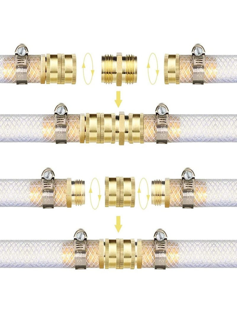 Generic Garden Hose Adapter, 3/4 Inch Solid Brass Hose Connectors Adapters, Male to Male, Female to Female, 4-Pack with Extra 4 Washers  - Image 2
