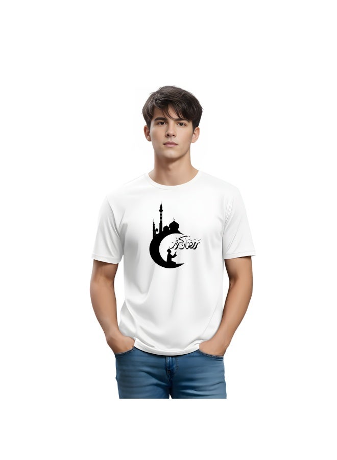 برينت شوب فور مي تي شيرت رمضان مطبوع برقبة دائرية من القطن للرجال 4 - Image 1