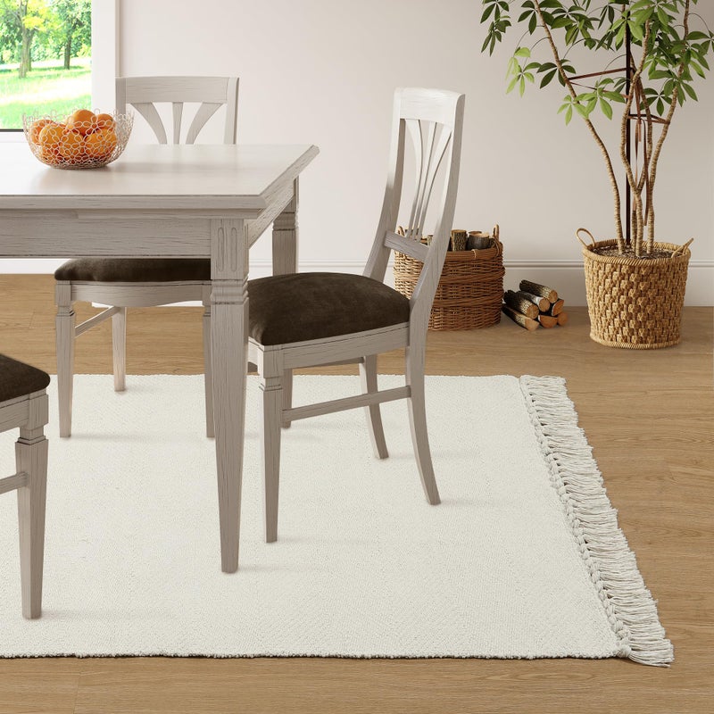 Collive 4x6 Small Area Rug for Living Room, White/Beige Woven Cotton Bedroom Carpets Modern Comfy Indoor Nursery Rug Farmhouse Accent Carpet for Dining Room, Bedside, Office, Patio Decor - Image 5