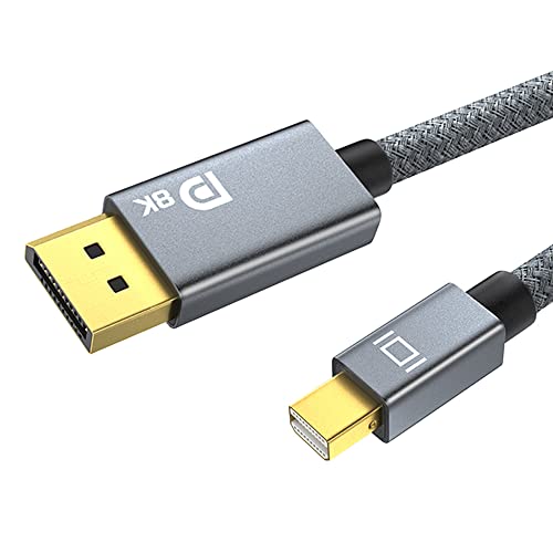 QCEs 8K Mini DisplayPort to Displayport 1.4 Cable 6.6Ft, Thunderbolt to DP Cable 8K@60Hz 4K@144Hz Thunderbolt 2(Video Output) Compatible with MacBook, iMac, Mac mini to DP Monitor - Image 1