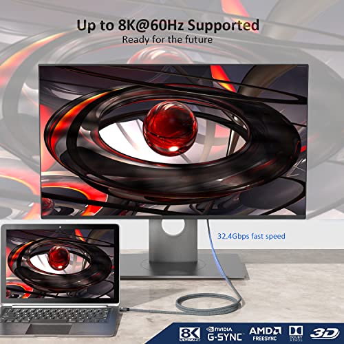 QCEs 8K Mini DisplayPort to Displayport 1.4 Cable 6.6Ft, Thunderbolt to DP Cable 8K@60Hz 4K@144Hz Thunderbolt 2(Video Output) Compatible with MacBook, iMac, Mac mini to DP Monitor - Image 2