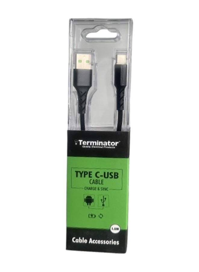 Terminator Type C Usb Cable With Light Indicator 1 Meter High Speed Charging Data Transfer - Image 1