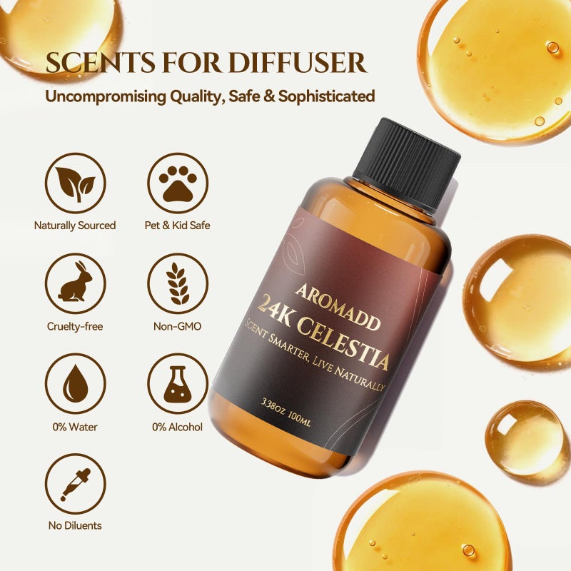 AROMADD AROMADD 24K Celestia Diffuser Oil Inspired by Luxury Hotel Scent 3.38 Fl Oz (100ml), Aroma Diffuser & Hotel Fragrance Diffuser Oil, Essential Oil Diffuser for Aromatherapy, Long-Lasting - Image 4