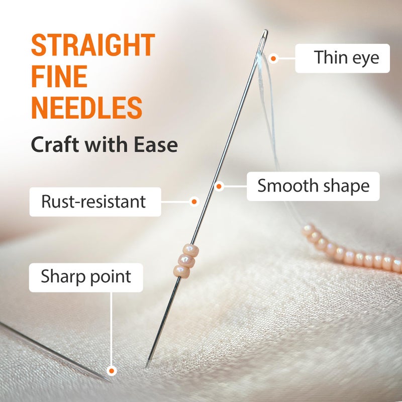 VONEEDL Premium Size 10 Beading Needles Pack - 100 Pcs  0.45 Mm Diameter  2-Inch Length  Includes Convenient Storage Tube - Image 3