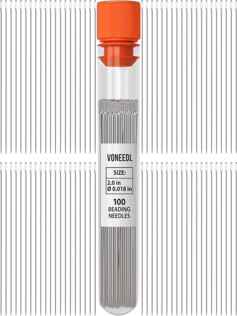 VONEEDL Premium Size 10 Beading Needles Pack - 100 Pcs  0.45 Mm Diameter  2-Inch Length  Includes Convenient Storage Tube - Image 1