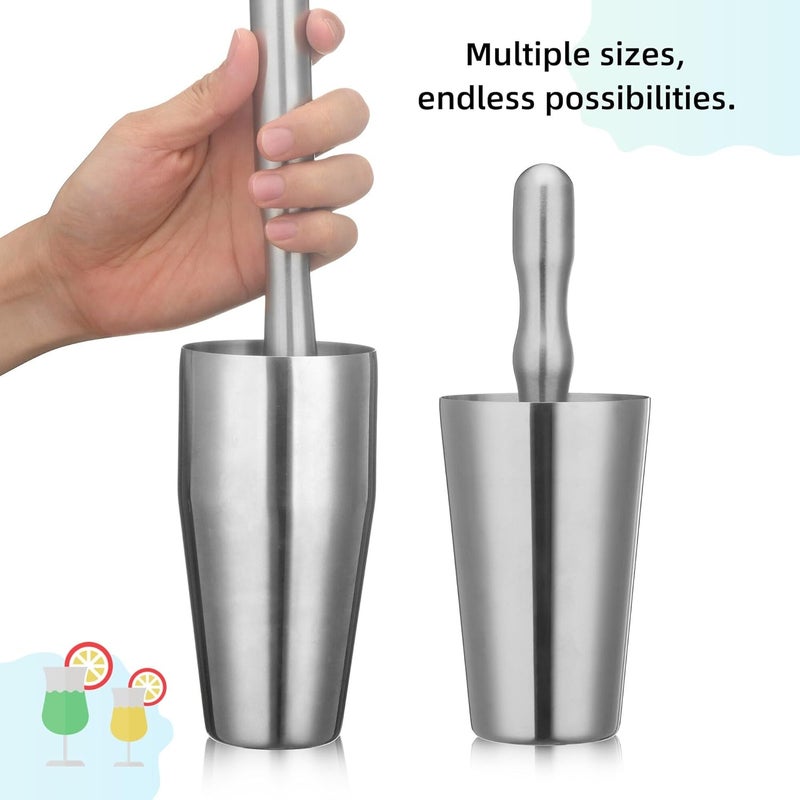 LEGERM 8'' & 12" Stainless Steel Cocktail Muddler & Long Handle Mixing Spoon Set - Professional Bar Tools for Mojitos, Fruit Drinks & Craft Cocktails | Heavy-Duty Stirring & Muddler Kit - Image 4