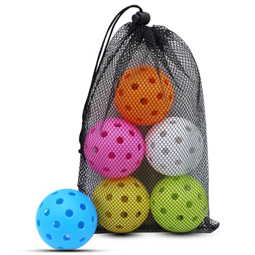 Magicorange Pickleball Balls, 40 Holes Outdoor Pickleballs, High Elasticity & Durable Pickle Balls for All Style Pickleball Paddles (Multicolour, 6 Pack) - Image 1