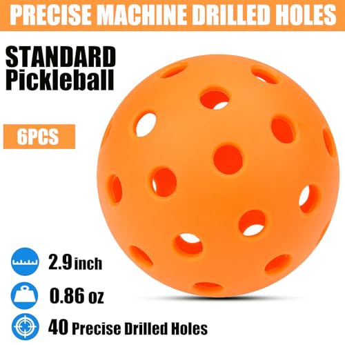 Magicorange Pickleball Balls, 40 Holes Outdoor Pickleballs, High Elasticity & Durable Pickle Balls for All Style Pickleball Paddles (Multicolour, 6 Pack) - Image 2