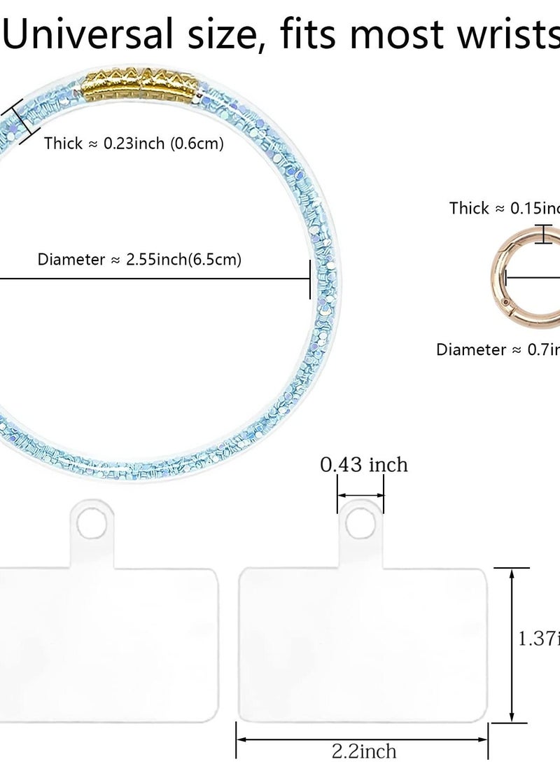 Y&D Phone Wrist Lanyard, Bling Loop Strap, Silicone Charm Bracelet, Keychain Wristlet for Most Smartphones Women Girls, Blue + Green - Image 4