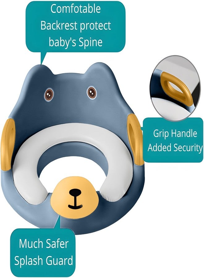 ZETO Western Toilet Potty Ring with Soft Cushion Seat and Handle for Baby Potty Training, Suitable for Round and Oval Toilets, Non-Slip with Splash Guard Potty Seat (BLUE) - Image 2