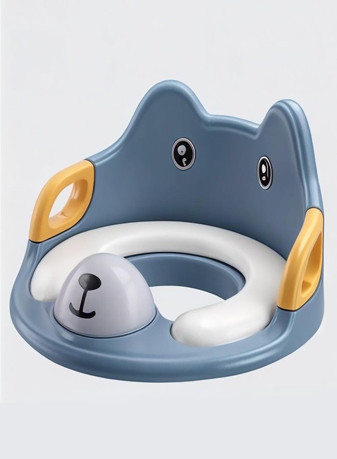 ZETO Western Toilet Potty Ring with Soft Cushion Seat and Handle for Baby Potty Training, Suitable for Round and Oval Toilets, Non-Slip with Splash Guard Potty Seat (BLUE) - Image 1