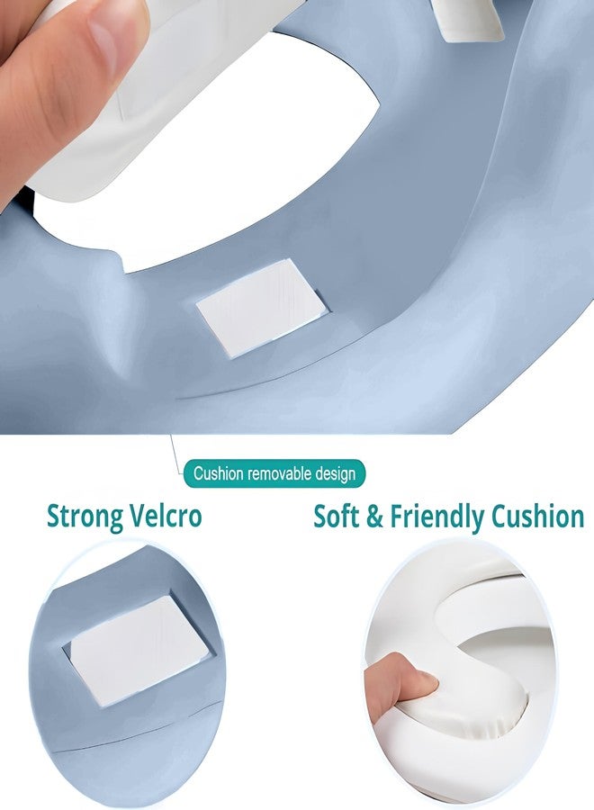 ZETO Western Toilet Potty Ring with Soft Cushion Seat and Handle for Baby Potty Training, Suitable for Round and Oval Toilets, Non-Slip with Splash Guard Potty Seat (BLUE) - Image 3
