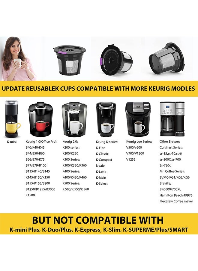 Fanski - 6 Pack Universal Refillable Coffee Cup,Reusable K Cups, Filters With Food Grade Stainless Steel Mesh Eco-Friendly Coffee Pods, Works Perfectly With Keurig 2.0 And 1.0 Brewing Machines - Image 1