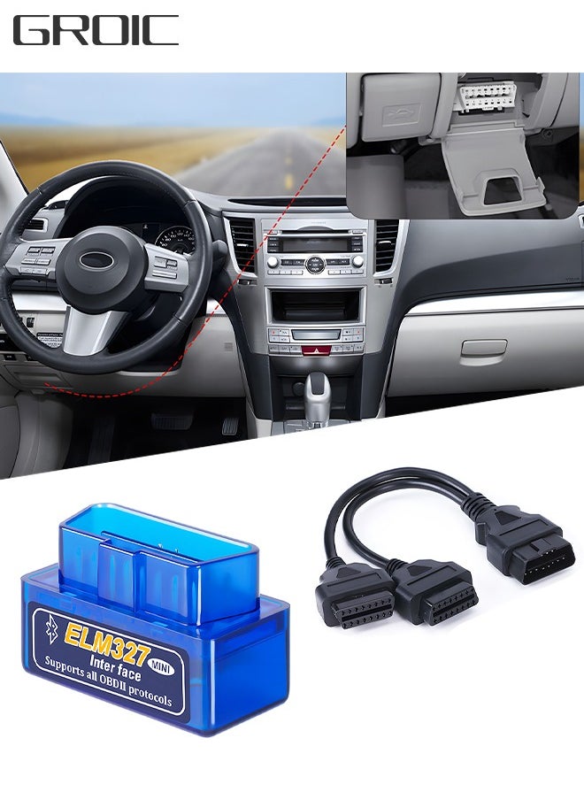 GROIC Mini ELM327 Bluetooth Torque OBDII Professional Bluetooth Scan Tool and Code Reader for Android and PC,Car Auto Diagnostic Scan Tool with OBD2 extension cable,Car Auto Diagnostic Scanner  - Image 1