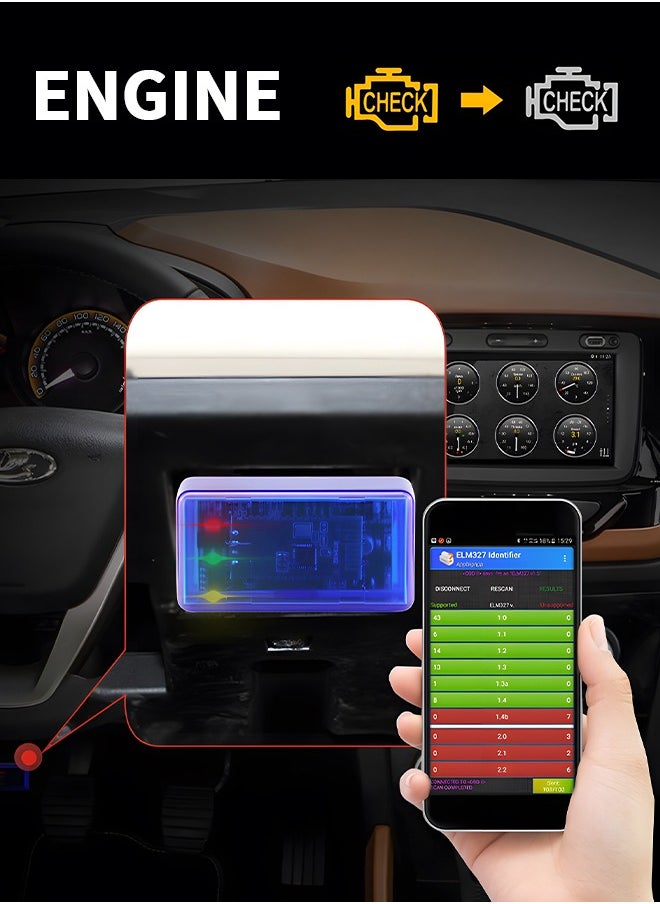GROIC Mini ELM327 Bluetooth Torque OBDII Professional Bluetooth Scan Tool and Code Reader for Android and PC,Car Auto Diagnostic Scan Tool with OBD2 extension cable,Car Auto Diagnostic Scanner  - Image 4