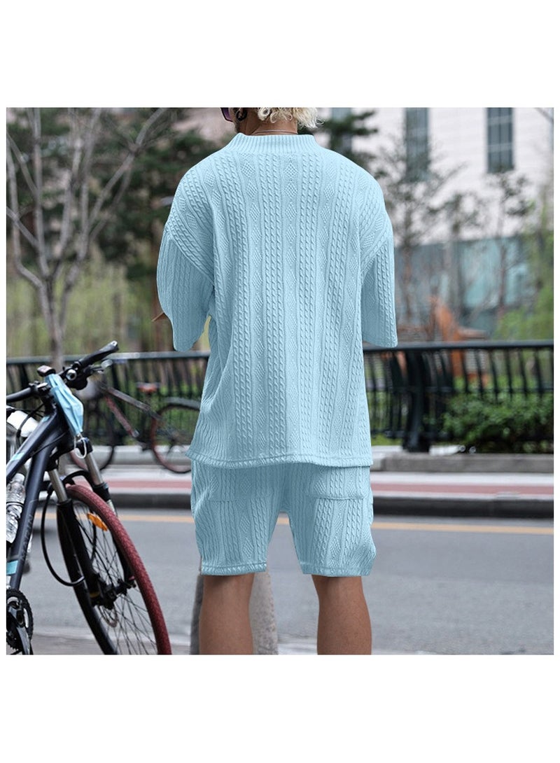 Men's Fashionable Casual Two-Piece Set Of Short Sleeved Shorts  - Image 2