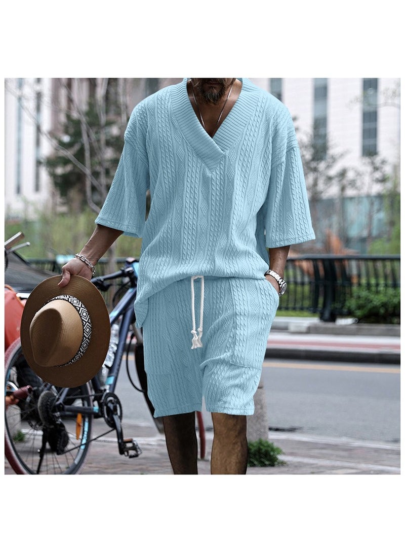 Men's Fashionable Casual Two-Piece Set Of Short Sleeved Shorts  - Image 1