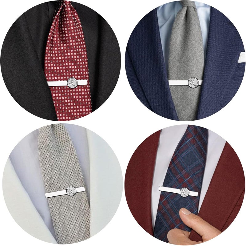AMITER 26 Letters Tie Clip and Cufflinks for Men, Initial Tie Bar & Cuff Links Set Necktie Clip for Business, Wedding, Anniversary - Image 4