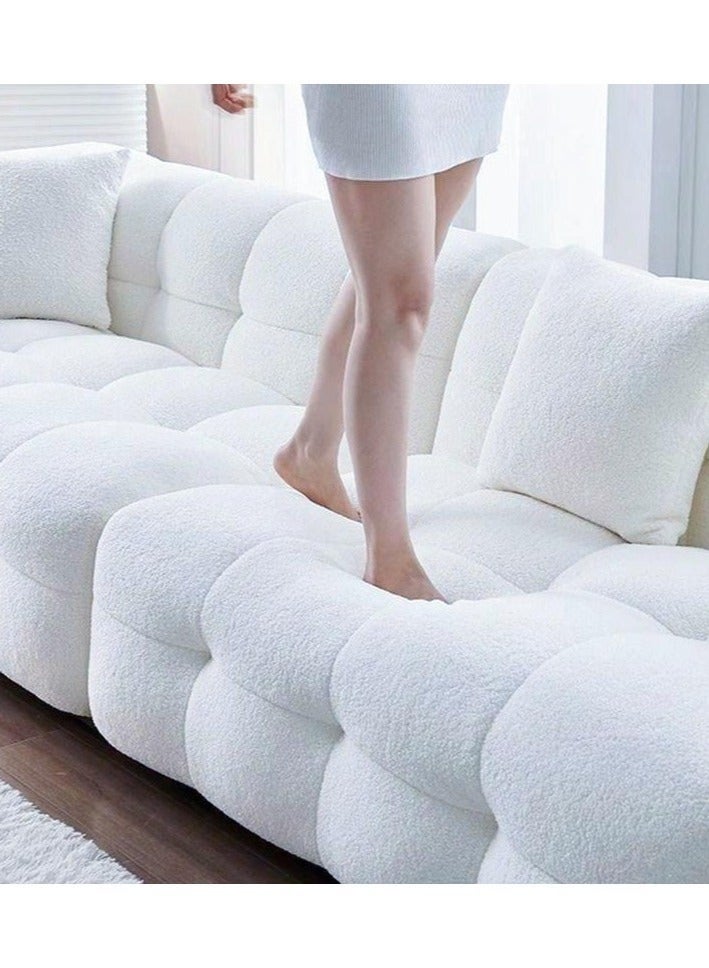 Al Zakharef Furniture Milbrey Fleece Fabric Overstuffed Multifunction Cloud L-shaped Sofa Chair set for Living Room Office - White Left side - Image 4